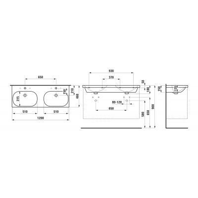 Laufen Lua H8140810001041 umywalka 120x46 cm prostokątna meblowa biała