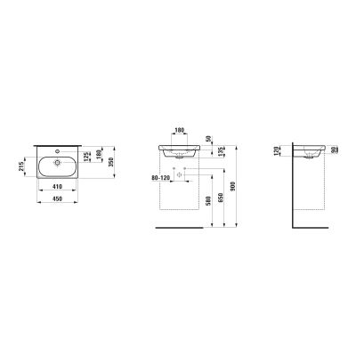 Laufen Lua H8150810001091 umywalka 45x35 cm prostokątna ścienna biała