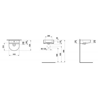 Laufen Sonar H8153410001091 umywalka 42x41 cm półokrągła ścienna biała