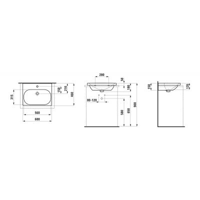 Laufen Lua H8160830001041 umywalka 60x46 cm prostokątna ścienna biała