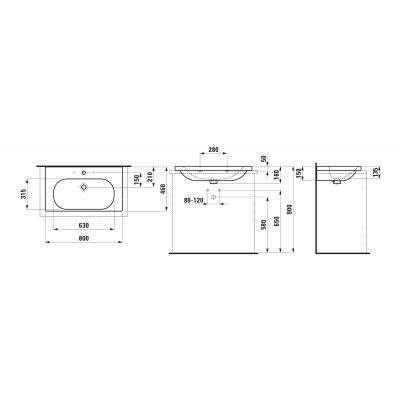 Laufen Lua H8160870001041 umywalka 80x46 cm prostokątna ścienna biała