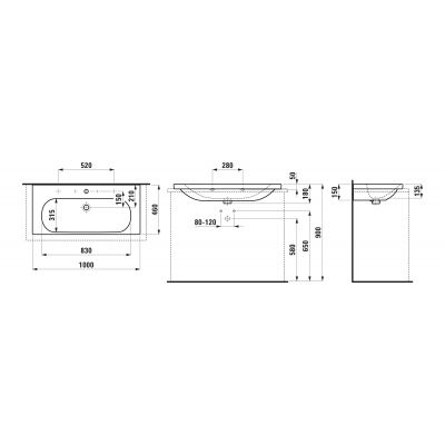 Laufen Lua H8160890001091 umywalka 100x46 cm prostokątna ścienna biała