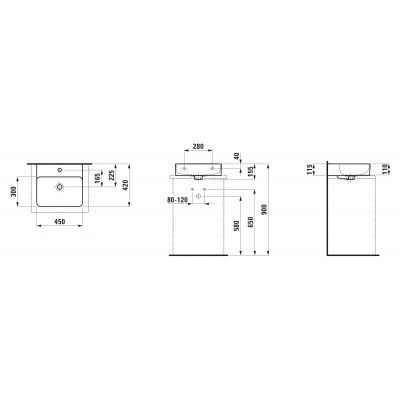 Laufen Val H8162804001041 umywalka 45x42 cm prostokątna ścienna-nablatowa biała