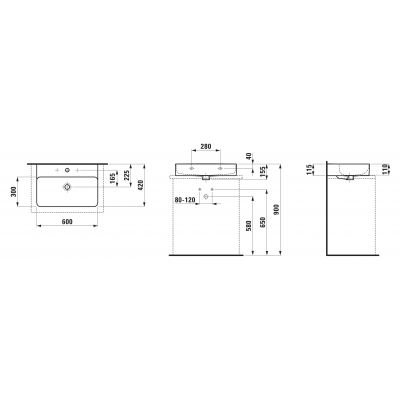Laufen Val H8162830001041 umywalka 60x42 cm prostokątna ścienna-nablatowa biała