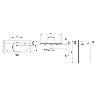 Laufen Sonar H8163474001071 umywalka 100x42 cm półokrągła ścienna biała