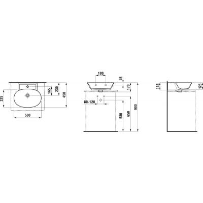 Laufen The New Classic H8168527571091 umywalka 50x45 cm półokrągła ścienna-meblowa biała