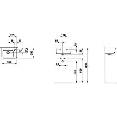 Laufen Pro A H8169550001061 umywalka 36x25 cm prostokątna ścienna biała