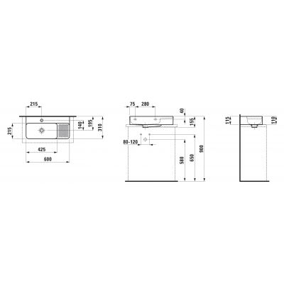 Laufen Val H8172850001041 umywalka 60x31 cm prostokątna ścienna biała