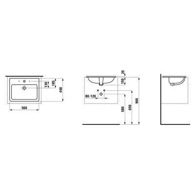 Laufen Pro S H8189630001041 umywalka 56x44 cm prostokątna wpuszczana biała