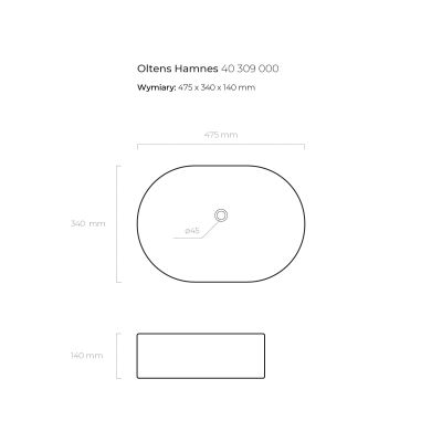Oltens Hamnes 40309000 umywalka 47.5x34 cm owalna nablatowa biała