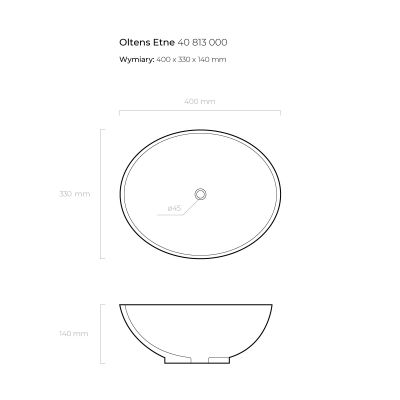 Oltens Etne 40813000 umywalka 40x33 cm owalna nablatowa biała
