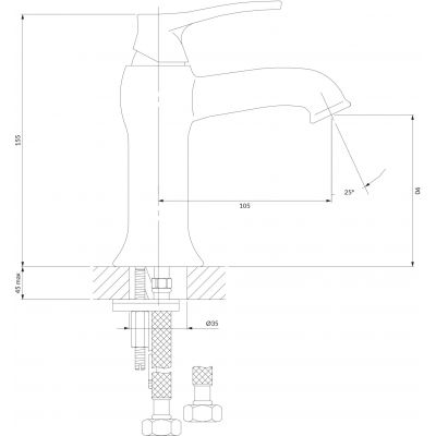 Omnires Art Deco AD5110CR bateria umywalkowa stojąca chrom
