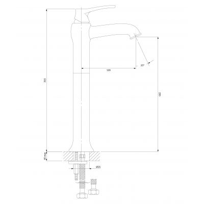 Omnires Art Deco AD5112BR bateria umywalkowa stojąca mosiądz/brąz antyczny