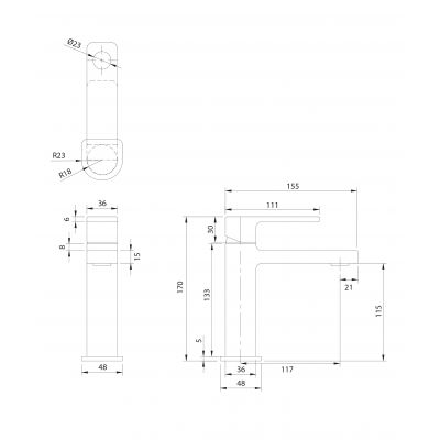 Omnires Baretti BA7810CR bateria umywalkowa