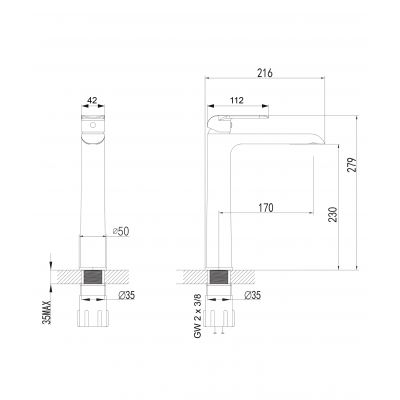 Omnires Sacramento SC2312CRB bateria umywalkowa