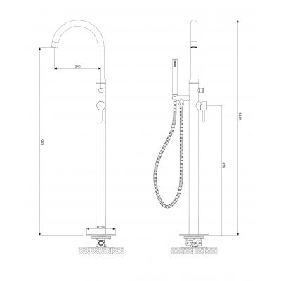 Omnires Y Y1233GLB bateria wannowo-prysznicowa