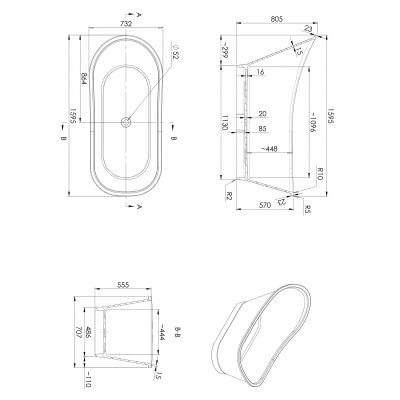 Omnires M+ VENEZIA159BP wanna wolnostojąca 159.5x73.2 cm