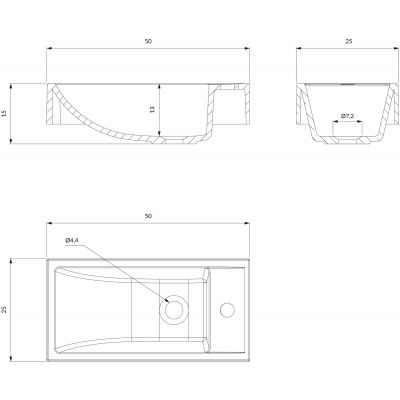 Omnires Corfu M+ CorfuBP umywalka 50x25 cm prostokątna ścienna-nablatowa biała
