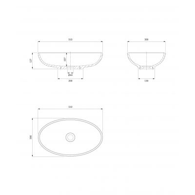 Omnires M+ CreteBP umywalka 51x30 cm owalna nablatowa biała