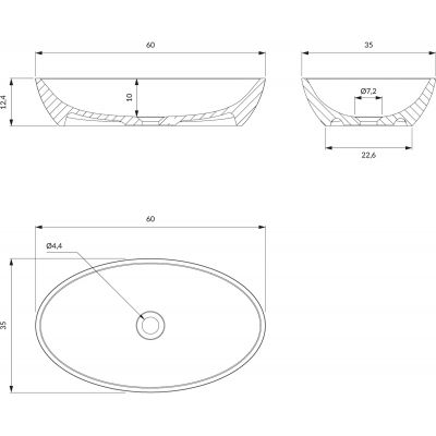 Omnires M+ SIENALUNBP umywalka 60x35 cm owalna nablatowa biała