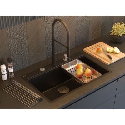 Quadron Marc HQM7650U7FMPVDG1 zlewozmywak graniteq 75x49 cm czarny