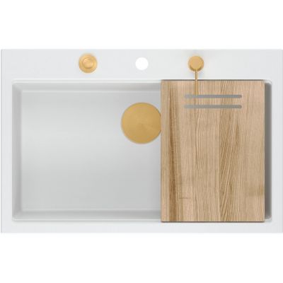 Quadron Marc HQM7650U1FMPVDC1 zlewozmywak graniteq 75x49 cm biały