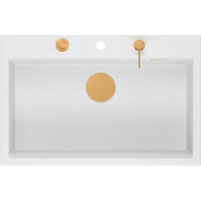Quadron Marc HQM7650U1FMPVDC1 zlewozmywak graniteq 75x49 cm biały
