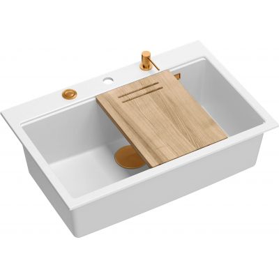 Quadron Marc HQM7650U1FMPVDC1 zlewozmywak graniteq 75x49 cm biały