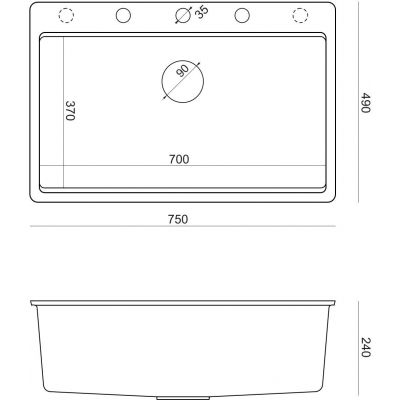 Quadron Marc HQM7650U8FMPVDG1 zlewozmywak graniteq 75x49 cm czarny