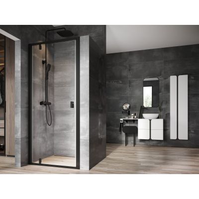 Ravak Nexty 03O40300Z1 drzwi prysznicowe 80 cm uchylne czarny mat/szkło przezroczyste