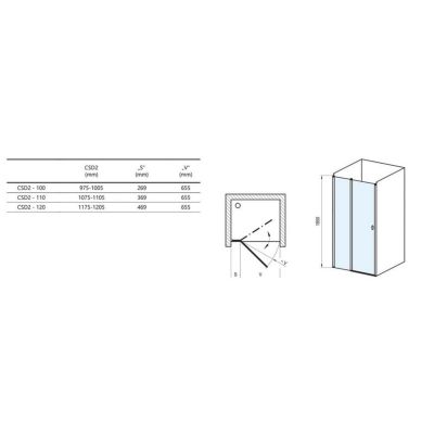Ravak Chrome 0QVDC100Z1 drzwi prysznicowe 110 cm uchylne biały połysk/szkło przezroczyste