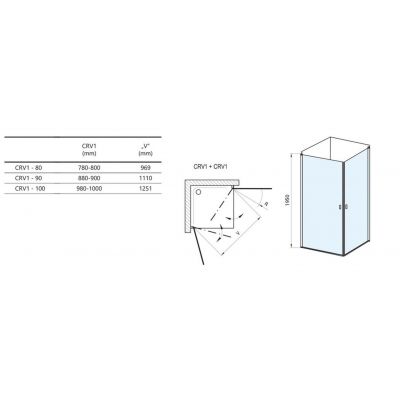 Ravak Chrome 1QV40101Z1 drzwi prysznicowe 80 cm uchylne biały połysk/szkło przezroczyste