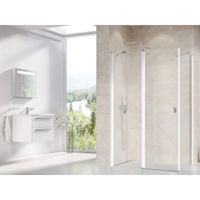 Ravak Chrome 1QVG0100Z1 drzwi prysznicowe 120 cm uchylne biały połysk/szkło przezroczyste