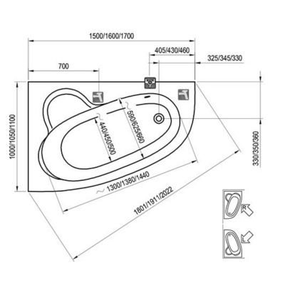 Ravak Asymmetric C471000000 wanna narożna 160x105 cm prawa biała
