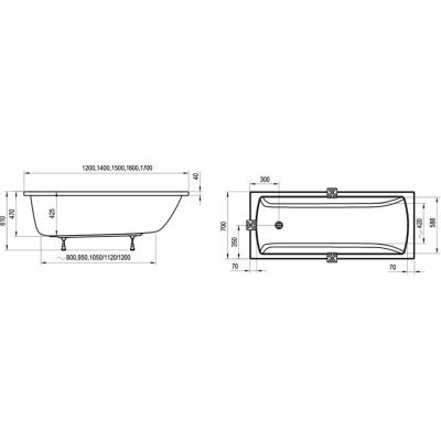 Ravak Classic II CC11000000 wanna prostokątna 120x70 cm biała