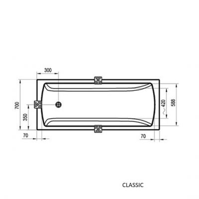 Ravak Classic CC21000000 wanna prostokątna 140x70 cm biała