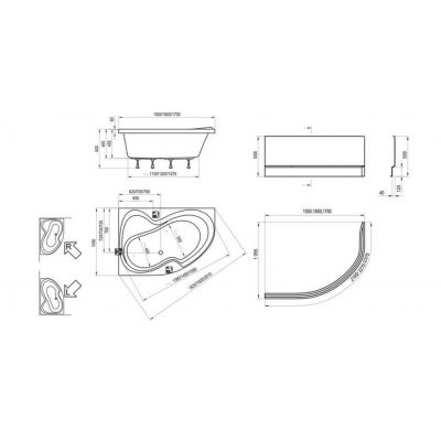 Ravak Rosa II CL21000000 wanna narożna 160x105 cm prawa biała