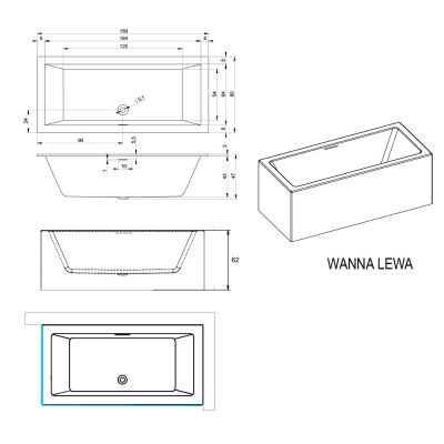 Riho Rethink Cubic B106012005 wanna prostokątna 180x80 cm
