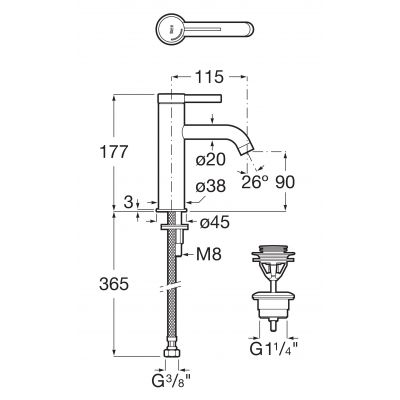 Roca Ona A5A3A9EC00 bateria umywalkowa stojąca chrom