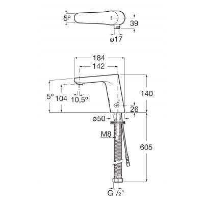 Roca L30-E A5A5809C00 bateria umywalkowa stojąca elektroniczna chrom