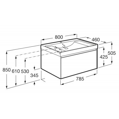 Roca Ona A851685513 umywalka z szafką 80 cm zielony