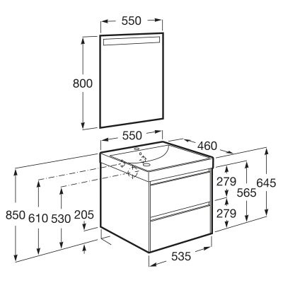 Roca Ona A851687509 umywalka z szafką 55 cm biała