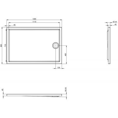 Roca Granada A276262000 brodzik prostokątny 120x80 cm biały