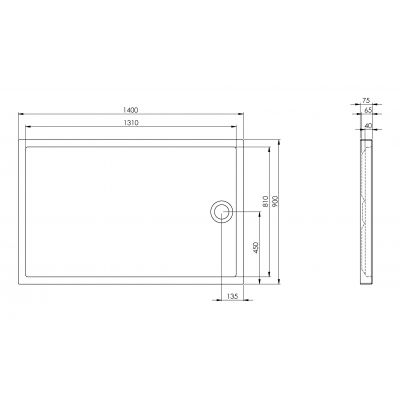Roca Granada A276344000 brodzik prostokątny 140x90 cm biały