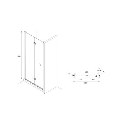Roca Capital AM4508012M drzwi prysznicowe 80 cm składane chrom połysk/szkło przezroczyste