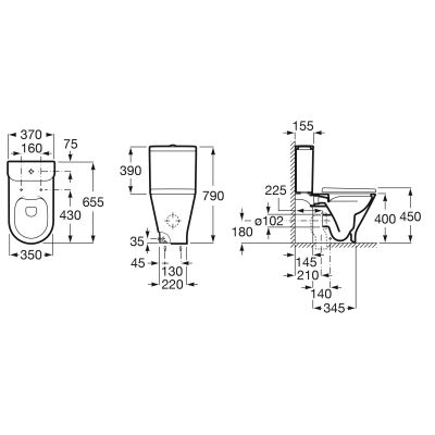 Roca Gap Round A3420N8000 miska kompakt wc biały