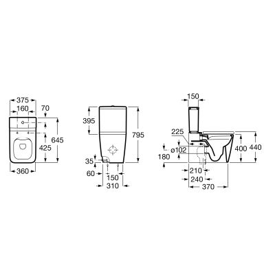 Roca Inspira A342536000 miska kompakt wc biały