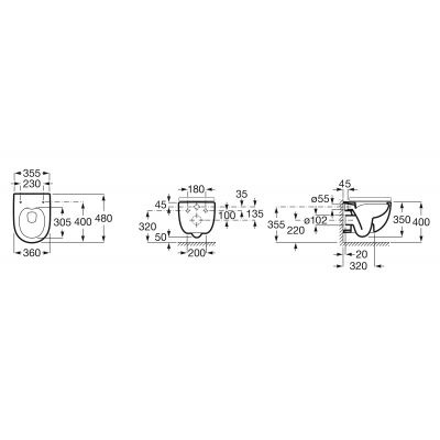 Roca Meridian A346244S00 miska wc wisząca bez kołnierza biały