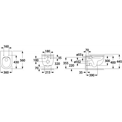 Roca Meridian A34624LS00 miska wc wisząca bez kołnierza biały