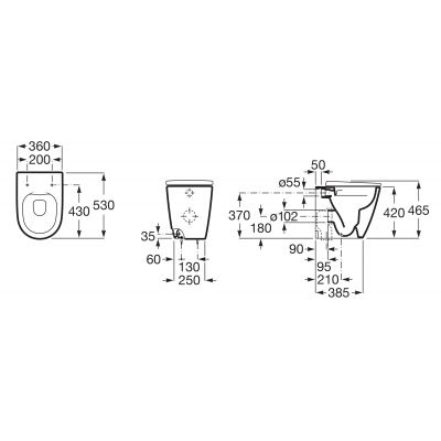 Roca Ona A347687000 miska wc stojąca bez kołnierza biały